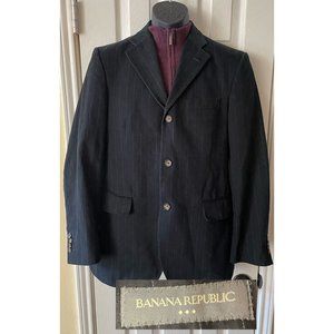 Banana Republic Black Stripe 3 Button Sport Coat Blazer Jacket‎ Mens Size 38R
